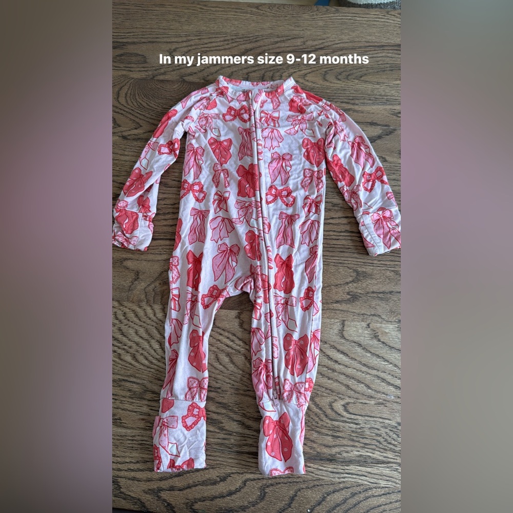 Red Bow Print Baby Jumpsuit